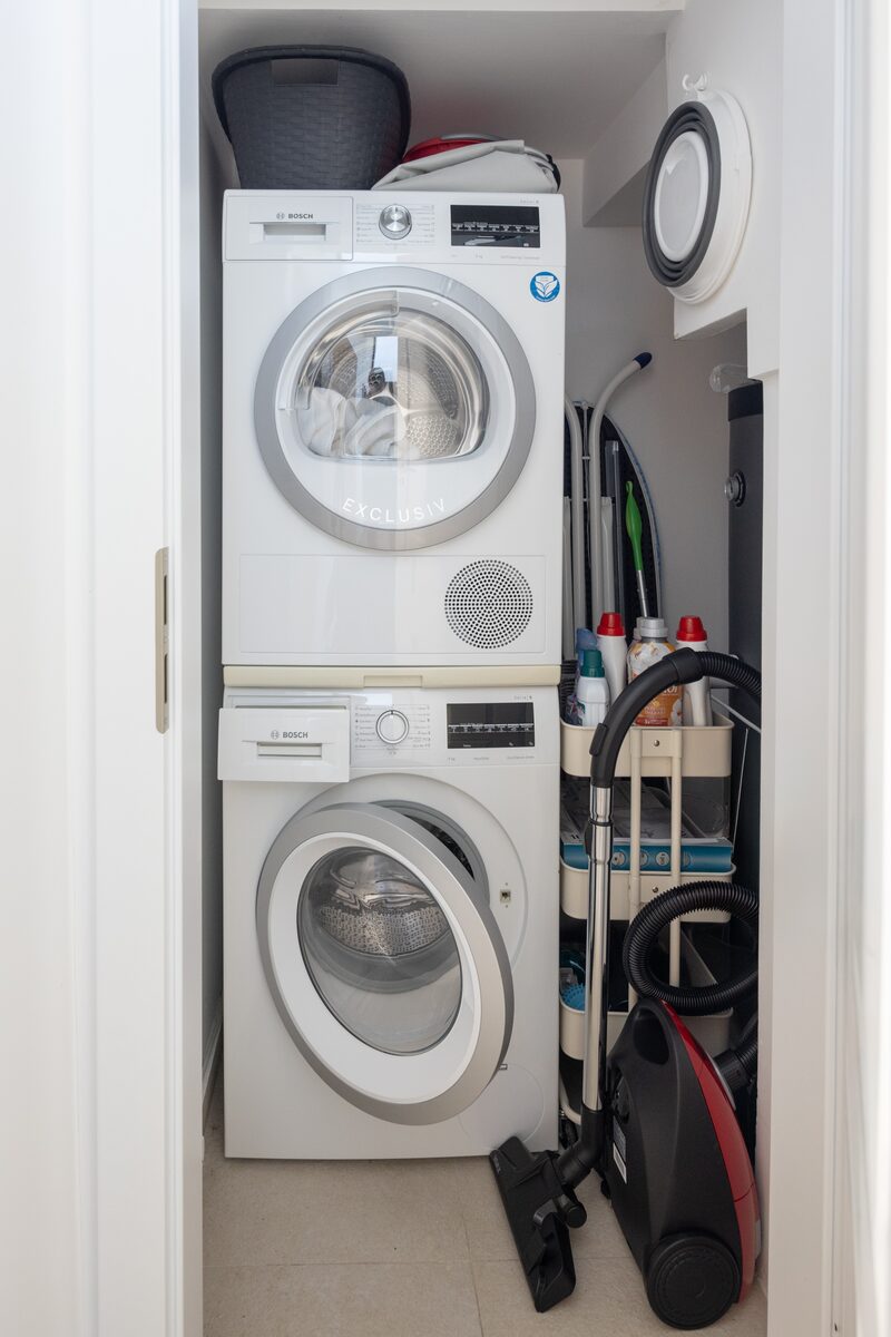 Siemens stacked washer dryer in ground-floor utility room, The Beachhouse Rogoznica