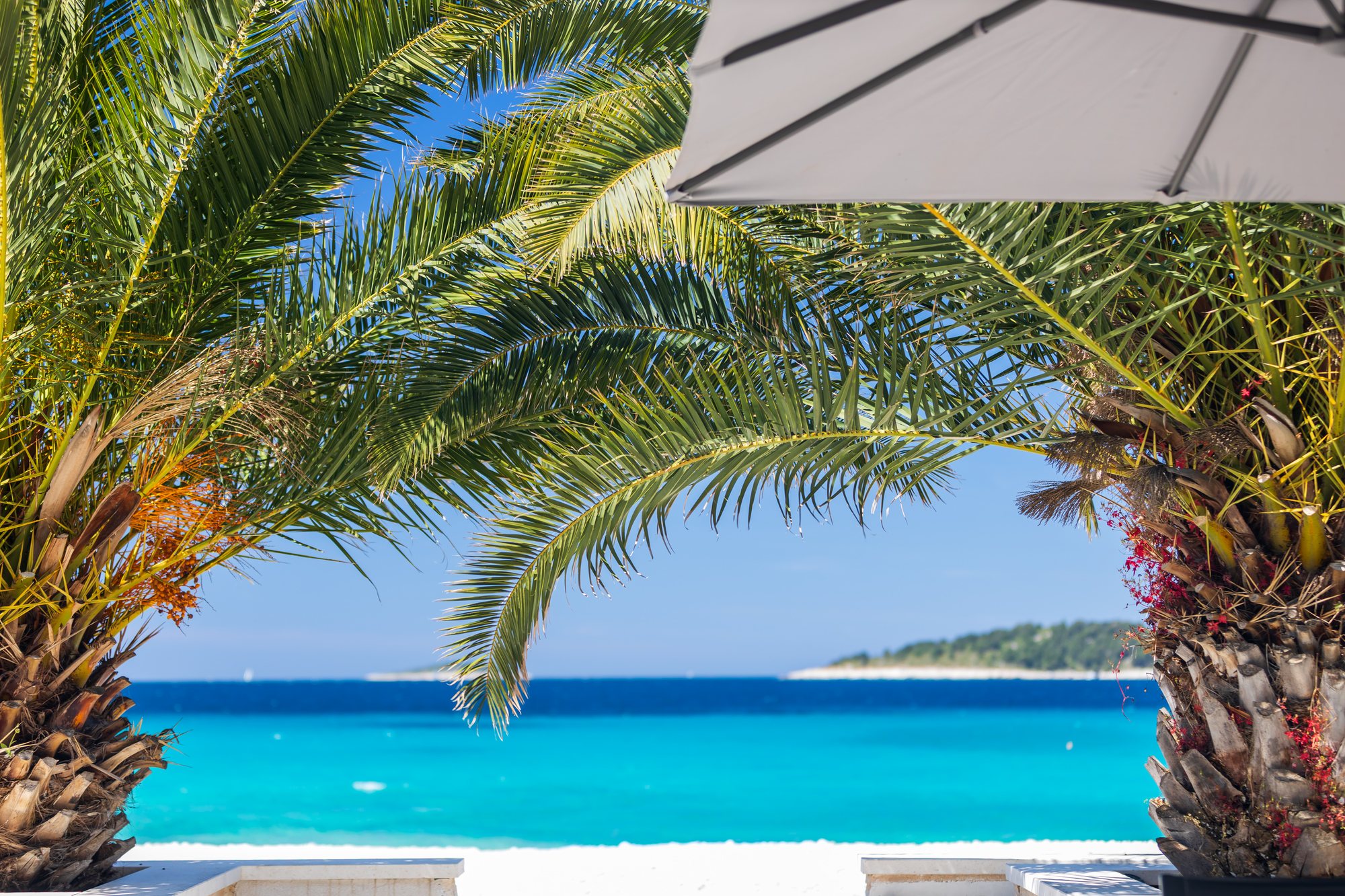 Terrace at The Beachhouse Rogoznica luxury beachfront villa Croatia overlooking the Adriatic