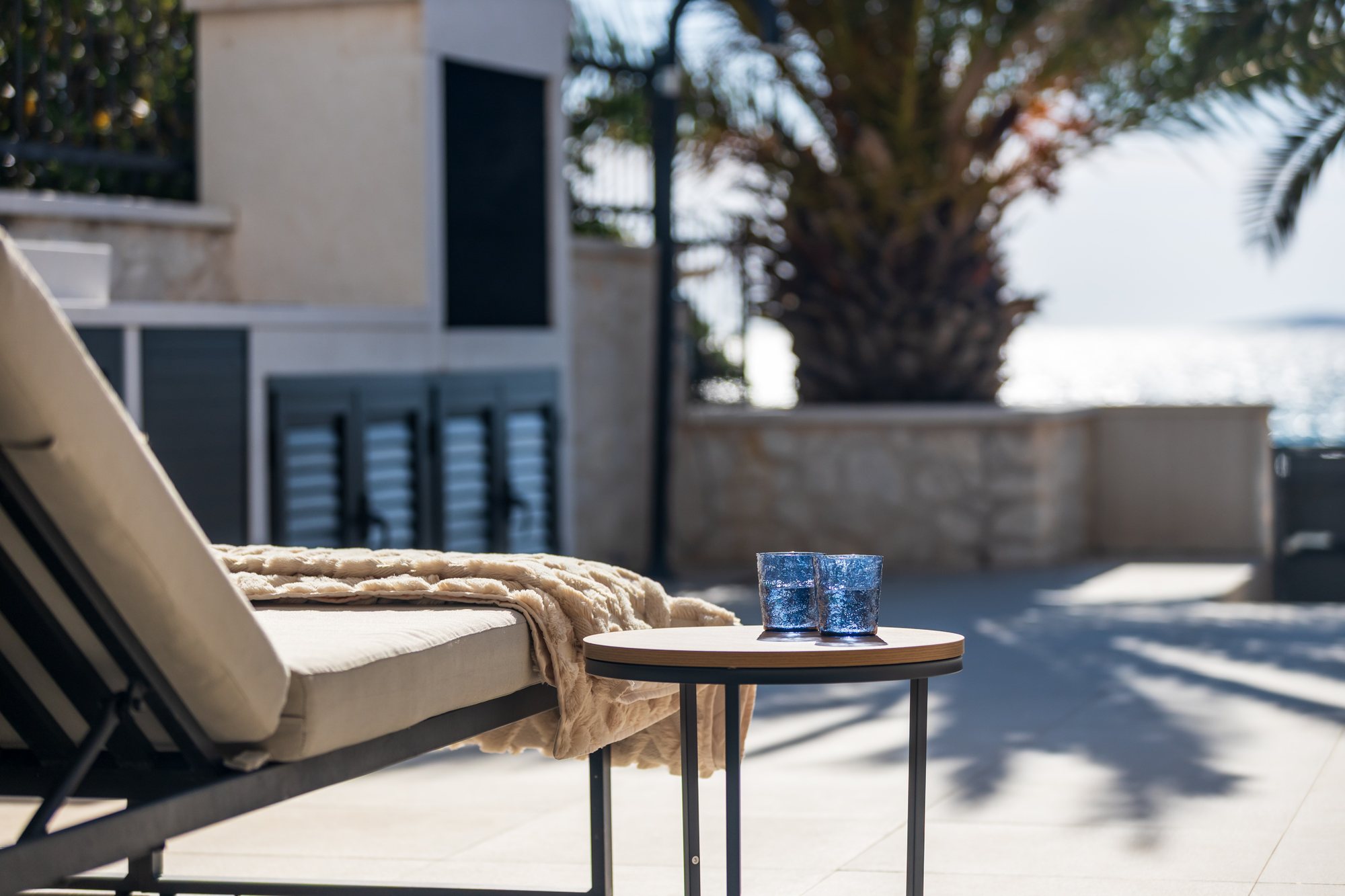 Terrace at The Beachhouse Rogoznica luxury beachfront villa Croatia overlooking the Adriatic