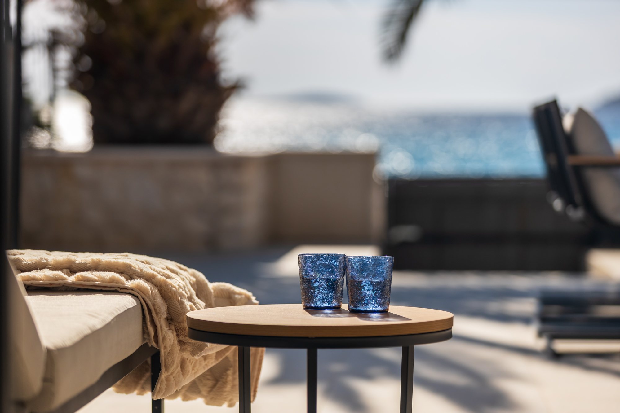 Terrace at The Beachhouse Rogoznica luxury beachfront villa Croatia overlooking the Adriatic