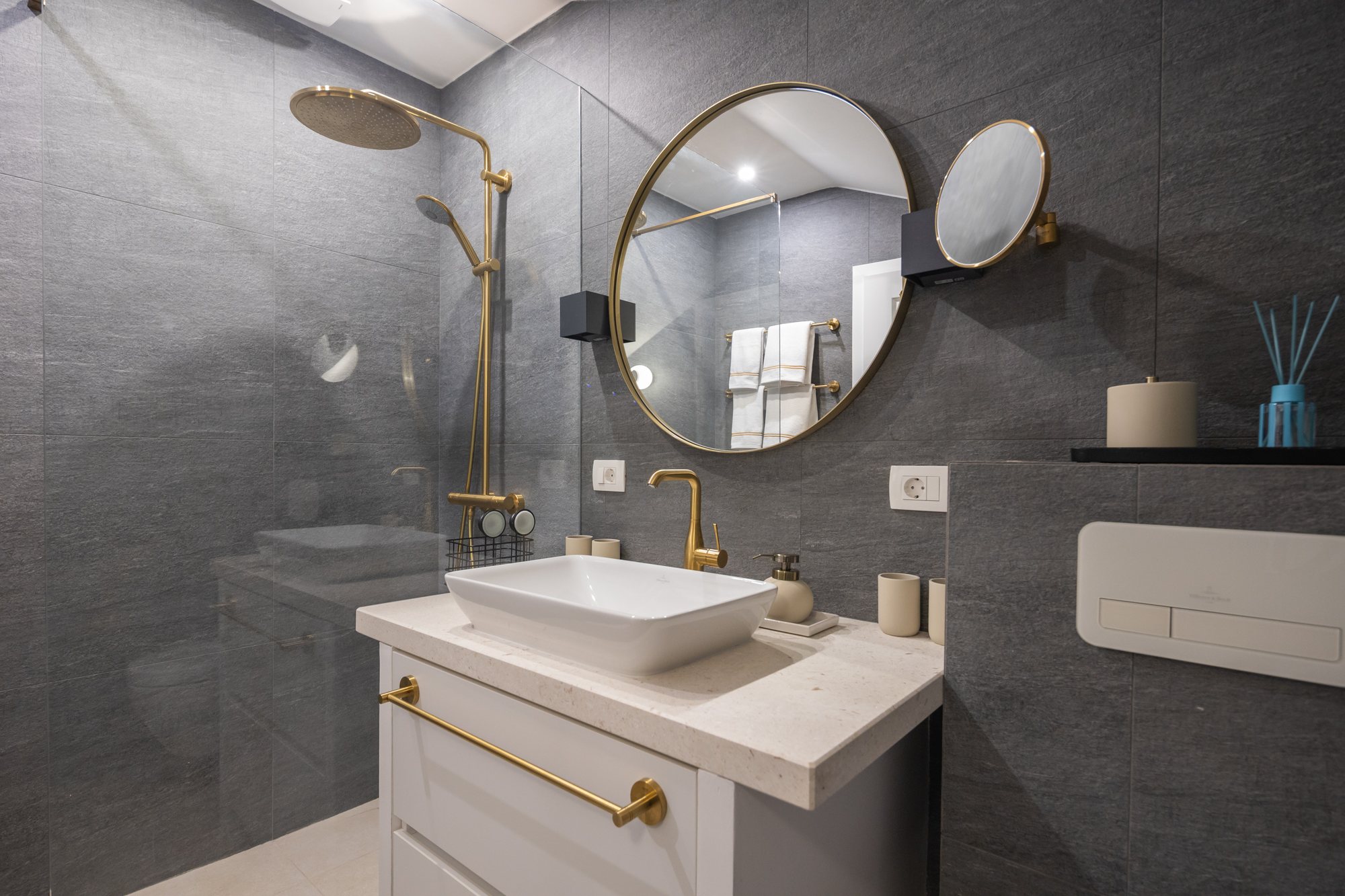 Bathroom at The Beachhouse Rogoznica luxury beachfront villa Croatia with Villeroy and Boch fittings