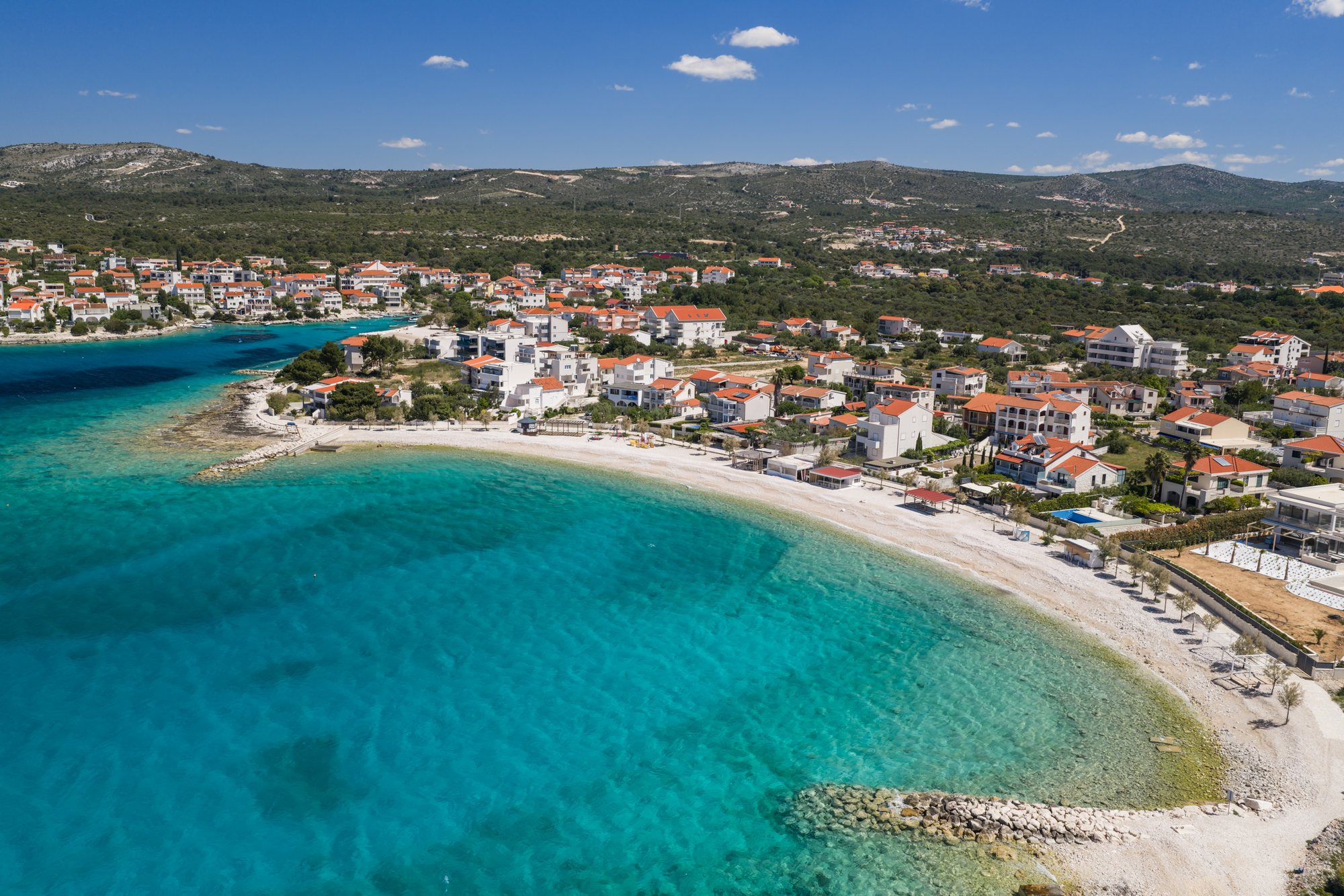 The beach and Rogoznica coastline at The Beachhouse luxury beachfront villa Croatia, Dalmatian coast