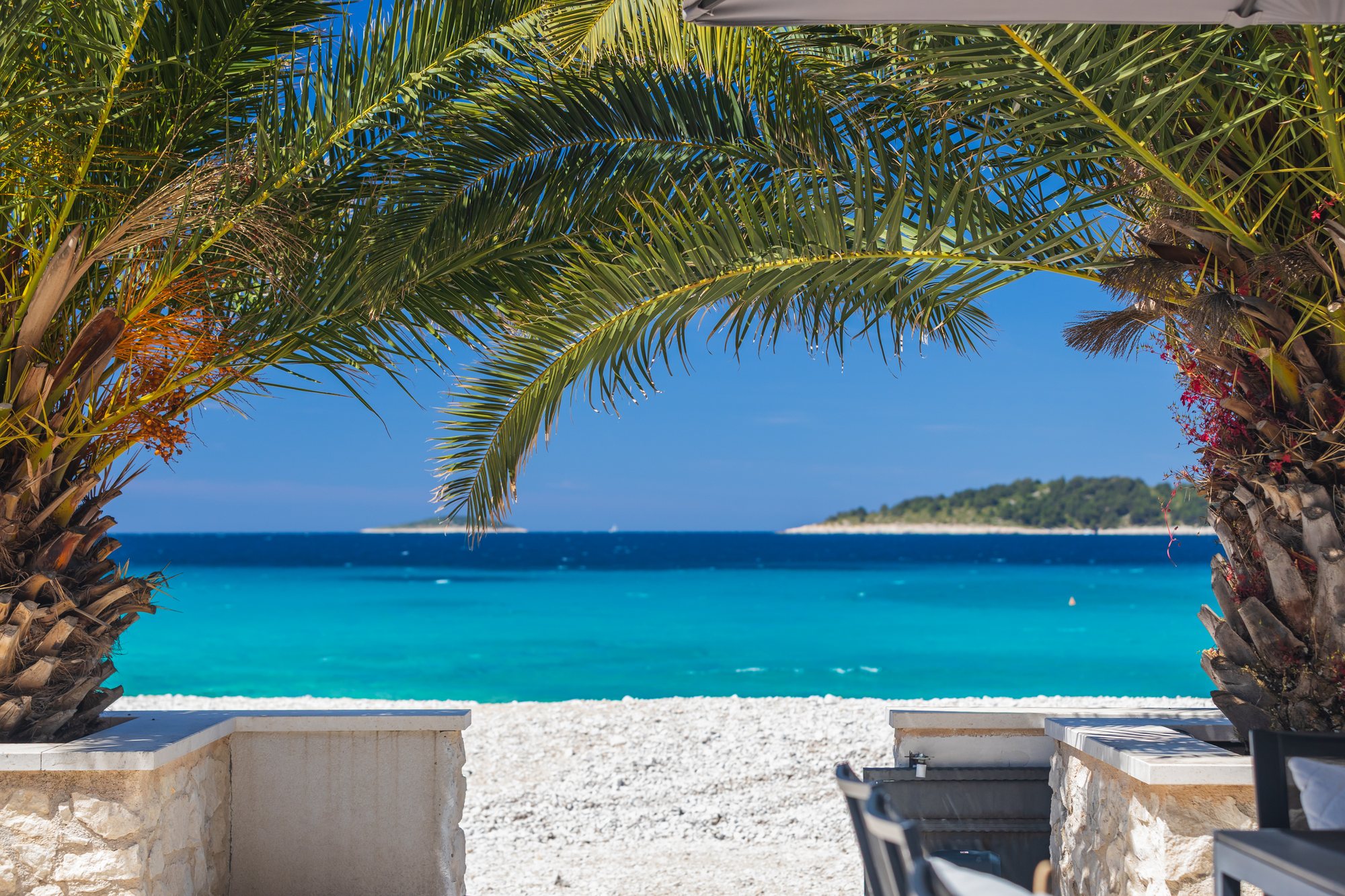 Sea view from The Beachhouse Rogoznica luxury beachfront villa Croatia, Adriatic coast