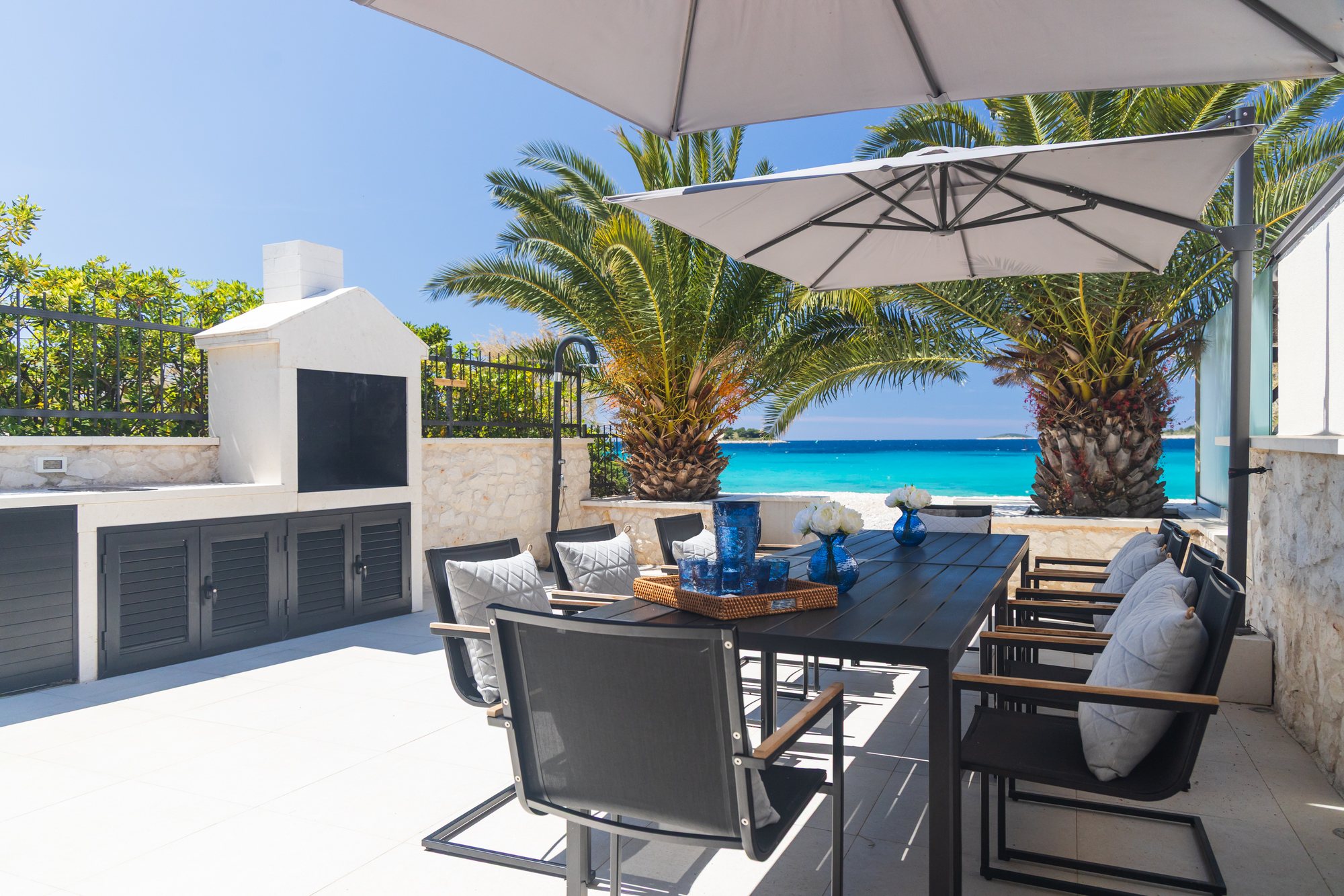 Sea view from The Beachhouse Rogoznica luxury beachfront villa Croatia, Adriatic coast
